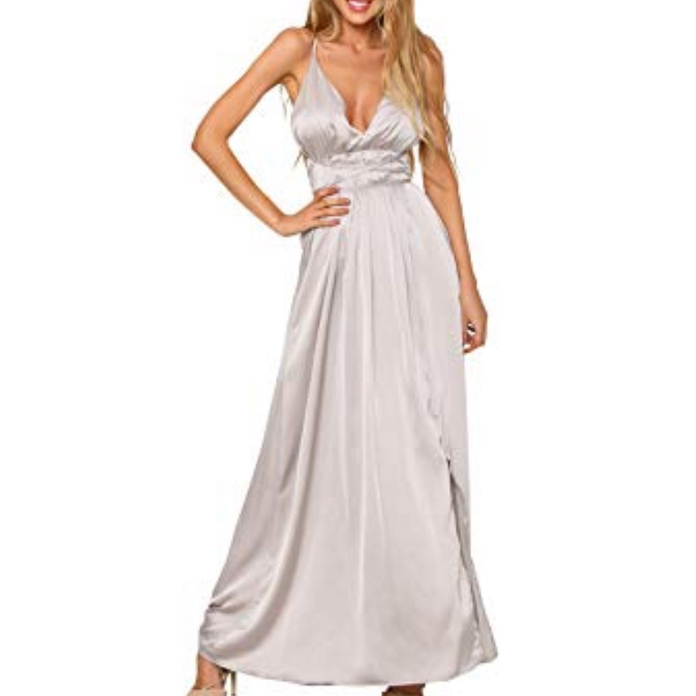 Silky Maxi Slit Dress - Picture 1 of 7